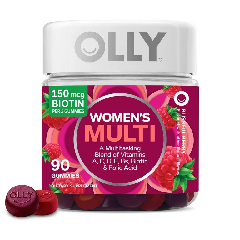 OLLY Women's Multivitamin Gummy, Vitamins A, D, C, E, Biotin, Folic Acid, Berry Flavor, 90 Ct | Walmart (US)