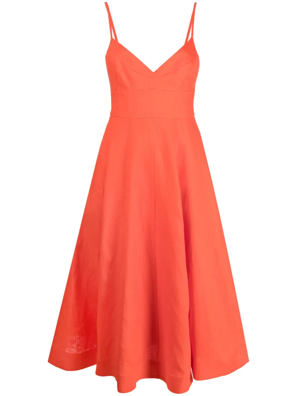 ZIMMERMANN V-neck Flared Linen Dress - Farfetch | Farfetch Global