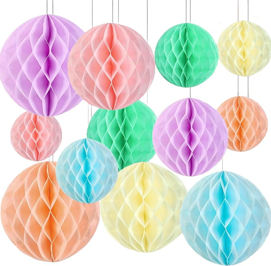 Capesaro 12pcs Pastel Hanging Honeycomb Balls Decorations Party Decoration Rainbow Birthday Party... | Amazon (US)