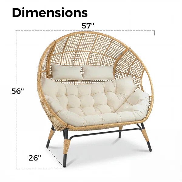 Damarie 2-Person Wicker Rattan Egg Chair | Wayfair North America