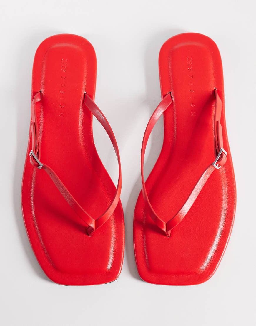 ASOS DESIGN Fitz toe thong sandals in red | ASOS (Global)