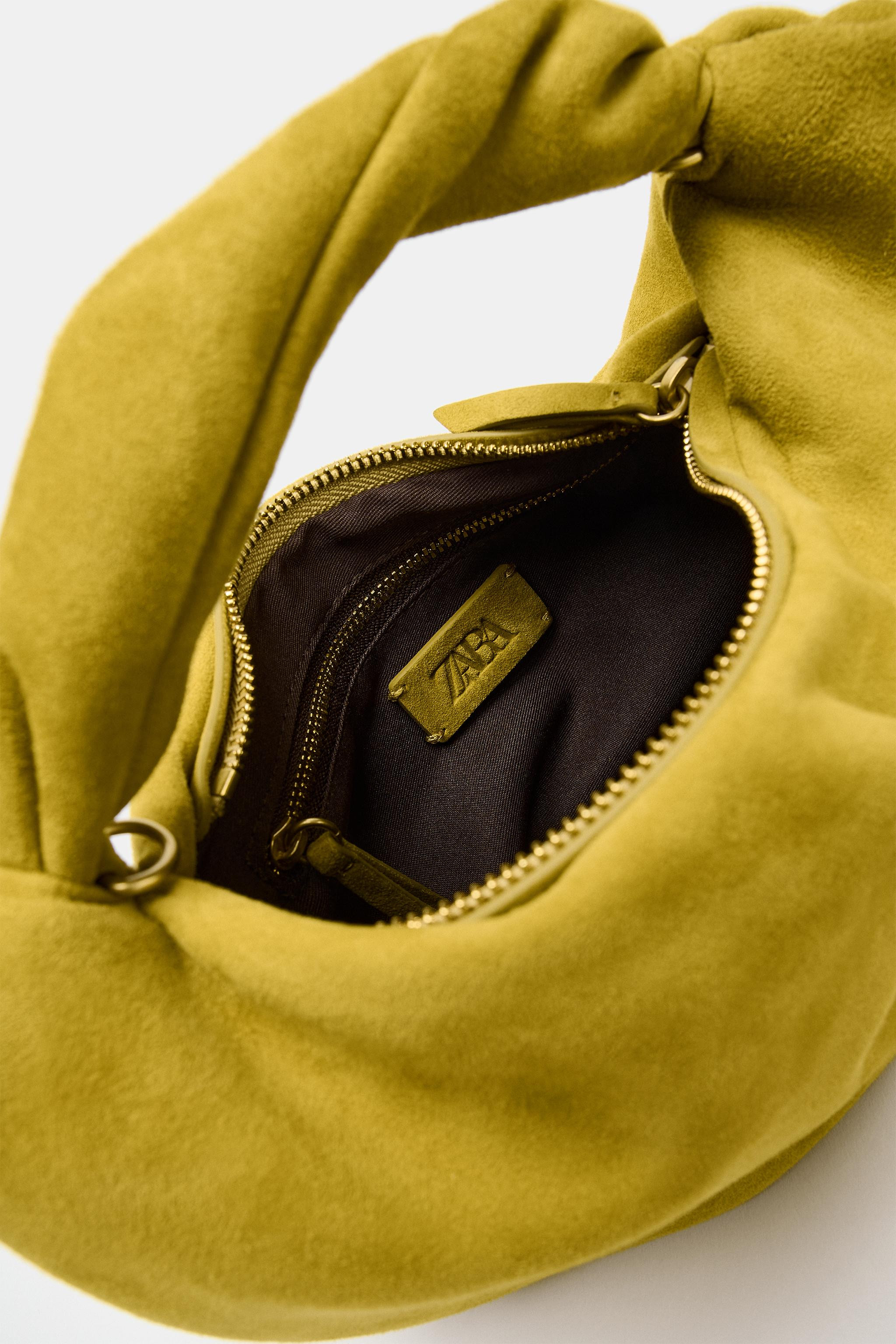 GATHERED LEATHER HANDBAG | Zara US