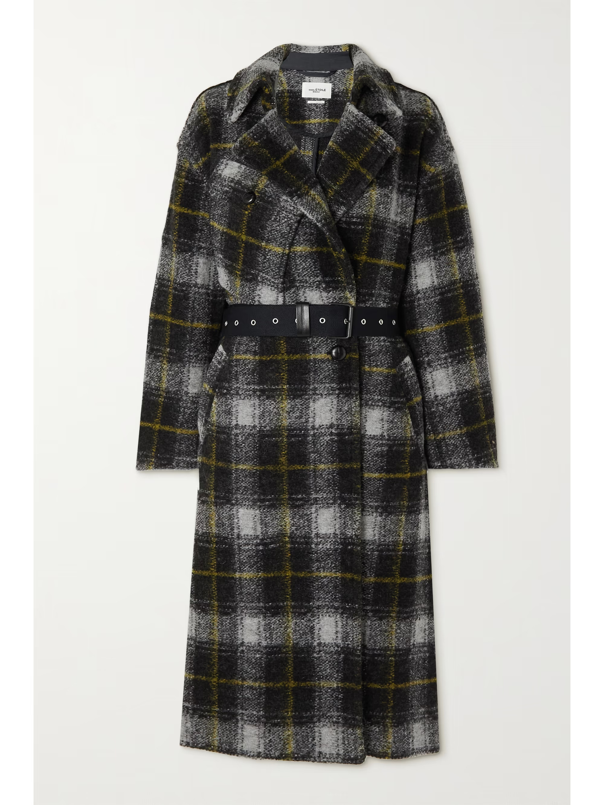 Anthracite Double-breasted checked wool-blend coat | ISABEL MARANT ÉTOILE | NET-A-PORTER | NET-A-PORTER (US)