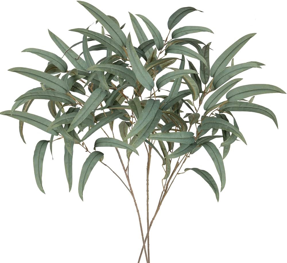 Briful 3PCS Artificial Eucalyptus Branches with Gray Leaves 28'' Tall, Fake Eucalyptus Spray Arra... | Amazon (US)