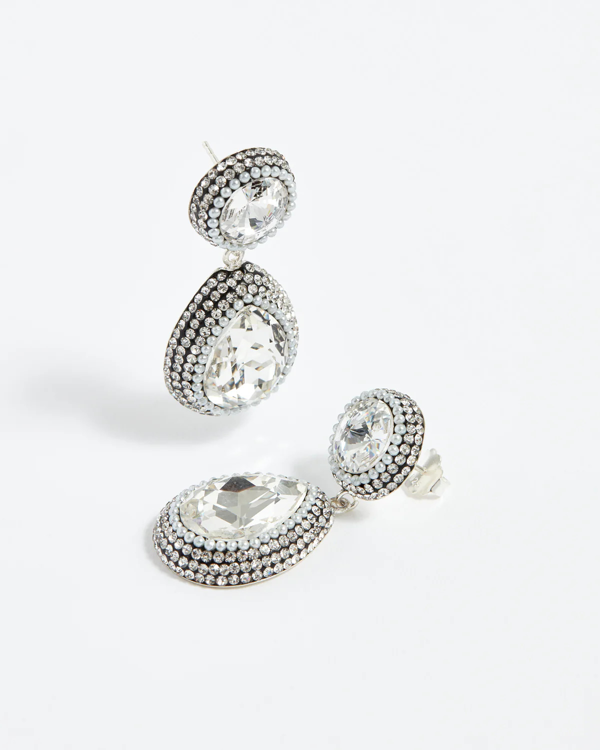 Silver Teardrop Crystal Earrings | Soru Jewellery