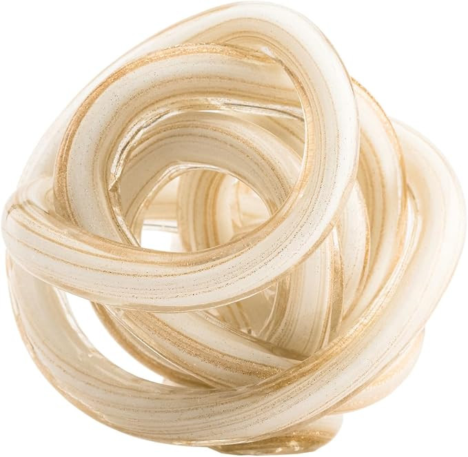 Torre & Tagus Orbit Hand Blown Glass Infinity Knot Sculpture - 3 Inch Glass Art White & Gold Knot... | Amazon (US)