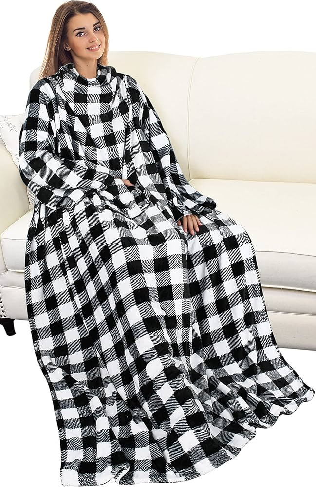 Catalonia Wearable Blanket with Sleeves and Pocket, Cozy Soft Fleece Mink Micro Plush Wrap Throws... | Amazon (US)