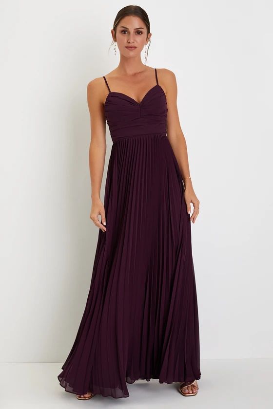 Sensational Charmer Purple Pleated Sleeveless Maxi Dress | Lulus