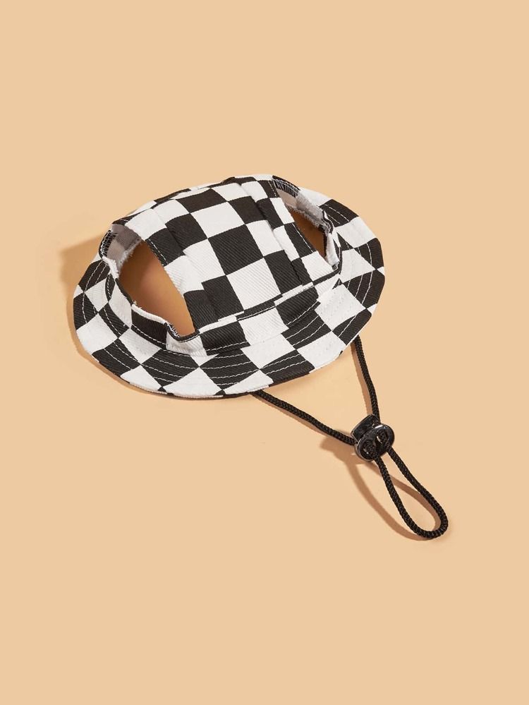 1pc Pet Plaid Pattern Hat With Ear Hole | SHEIN