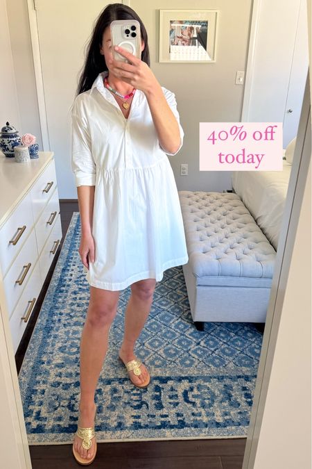 40% off this classic shirt dress this weekend🤍 so many ways to wear this one! Dress it up with heels and god jewelry or down with sandals or sneakers and beaded necklaces. Great summer staple to have in your closet! Pair with red heels or headband for Memorial Day weekend🩵

Fully lined with a detachable slip👏 Runs big, in my opinion. I sized down to a petite XXS. 

Casual dress, summer dress, Loft, sale alert, affordable style, mom style, mom style, classic style, preppy 

#LTKSeasonal #LTKFindsUnder100 #LTKSaleAlert