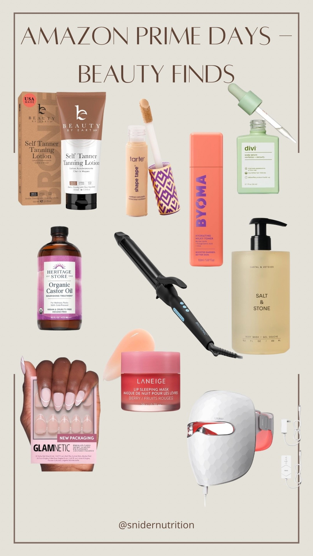 Amazon Prime Days - Beauty Finds

Beauty by earth, self tanner, non toxic self tanner, tarte, shapeTape, byoma, skincare, dewy toner, divi, hair care, castor oil, curling iron, salt and stone, non toxic body wash, press on nails, laneige, lip mask, red light therapy mask 

#LTKSaleAlert #LTKFindsUnder100 #LTKBeauty