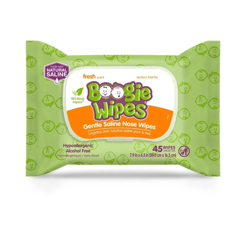 Boogie Wipes Gentle Saline Nose Wipes for All Skin Types, Fresh Scent, 45 Count | Walmart (US)