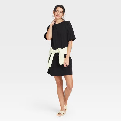 Women's Elbow Sleeve Knit T-Shirt Dress - A New Day™ | Target