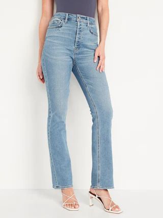 Extra High-Waisted Button-Fly Kicker Boot-Cut Jeans for Women | Old Navy (US)
