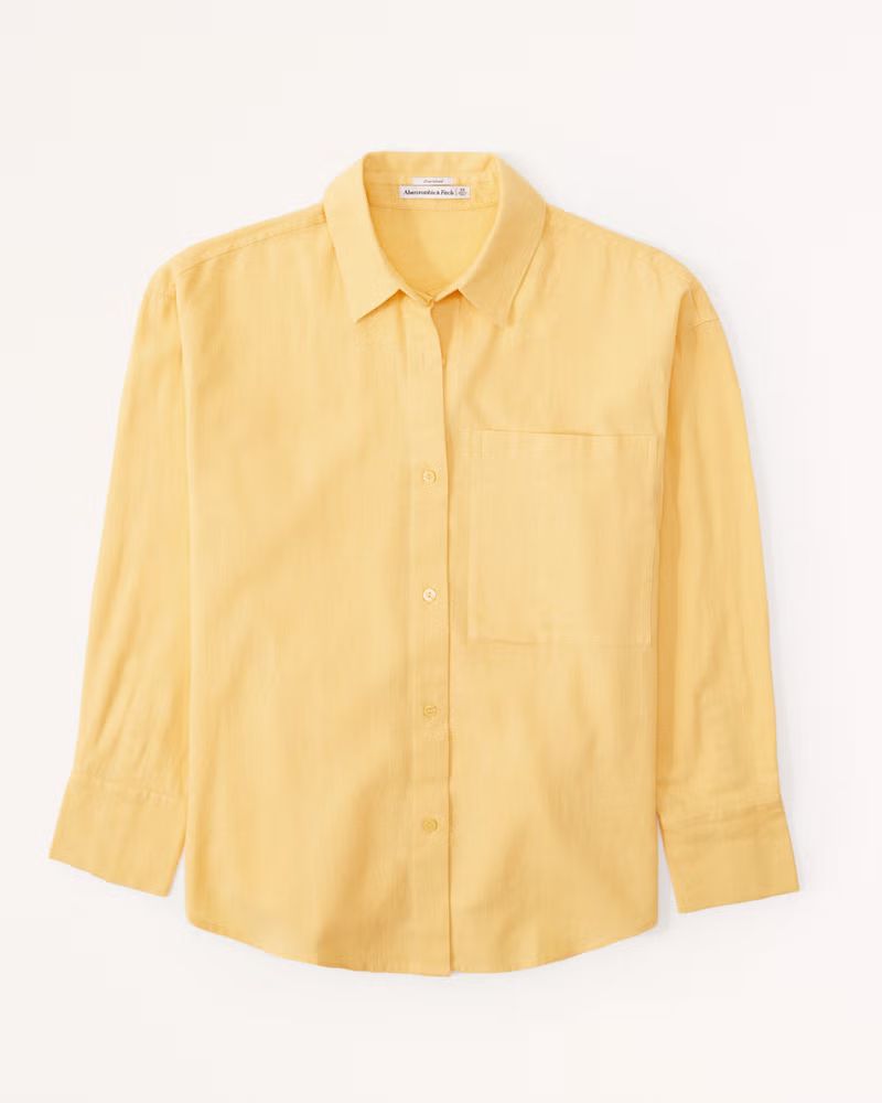 Oversized Linen-Blend Shirt | Abercrombie & Fitch (US)