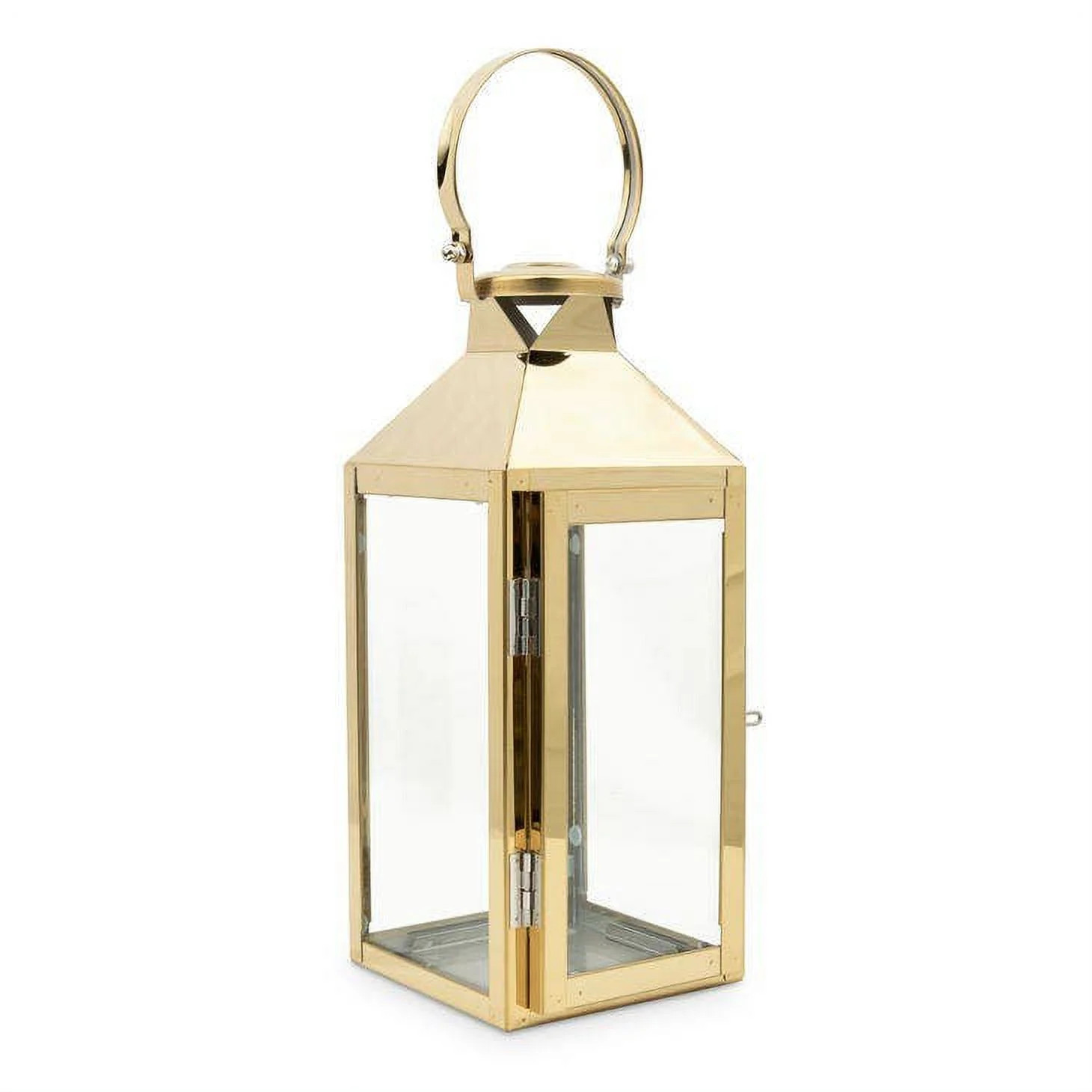 Large Square Decorative Metal Hanging Lantern - Gold | Walmart (US)