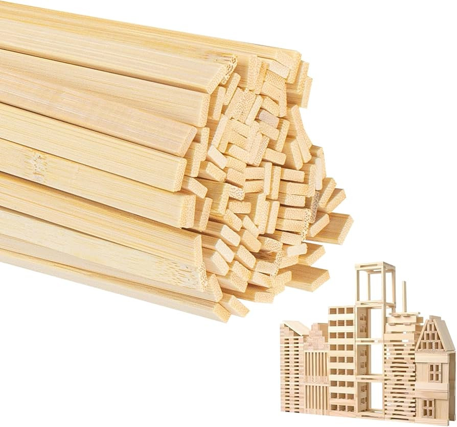 100 Pieces Nature Bamboo Sticks - Extra Long 15.7 inch Wooden Craft Sticks Strong Wood Strip for ... | Amazon (US)