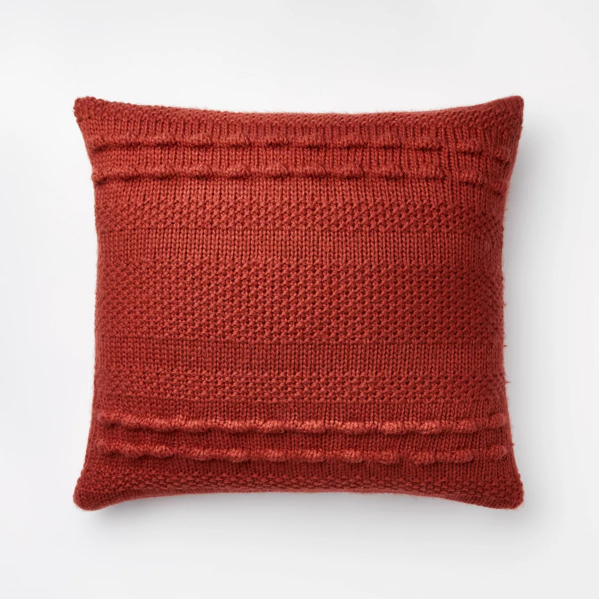 Oversized Bobble Knit Striped Square Throw Pillow Red - Threshold™ designed with Studio McGee | Target