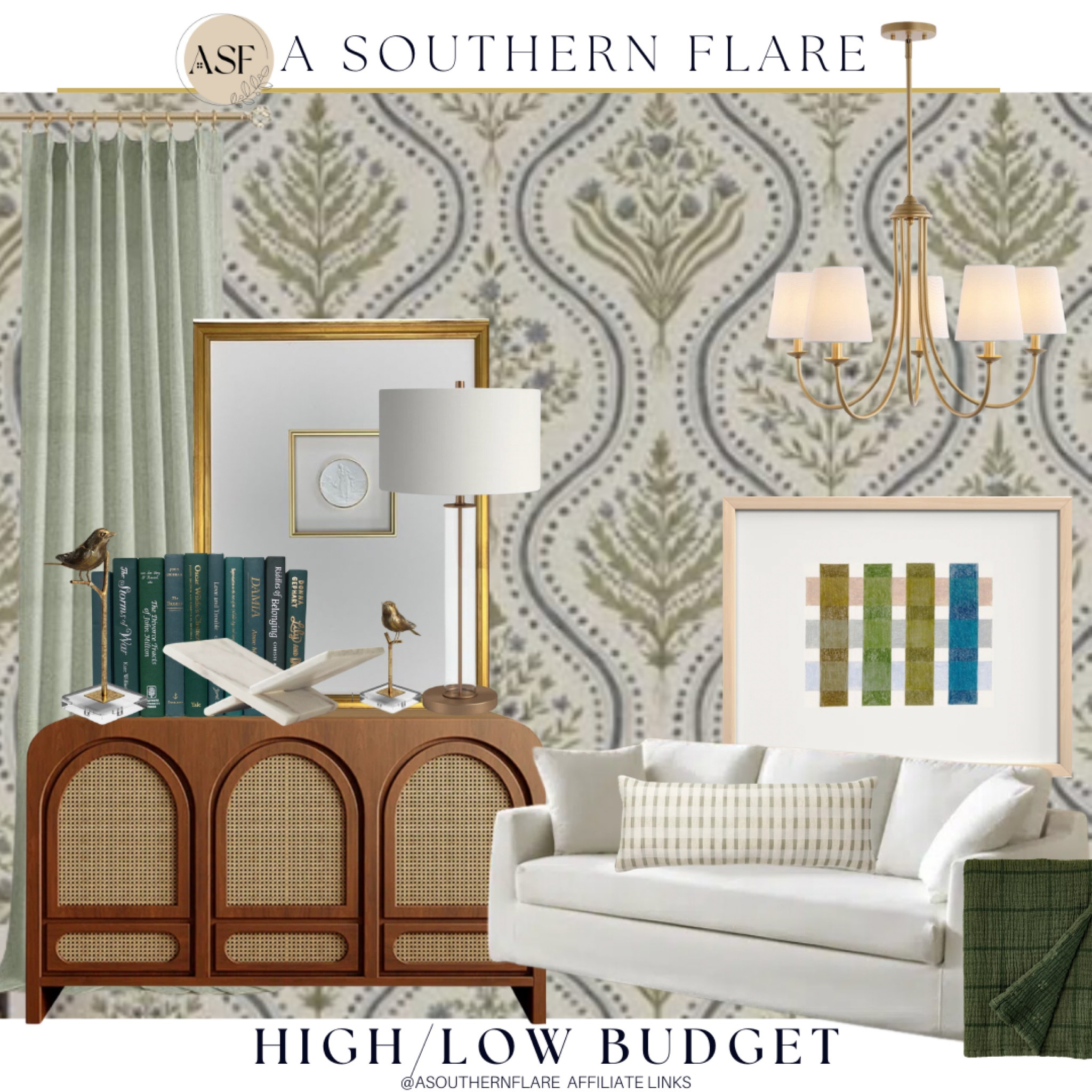 High low budget home decor, living room decor, side board, lamp, amazon home, curtains, wallpaper 

#LTKHome