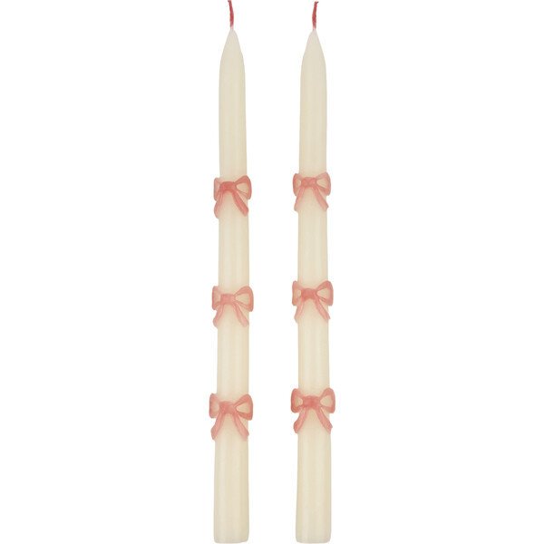 Pink Bow Taper Candles | Maisonette
