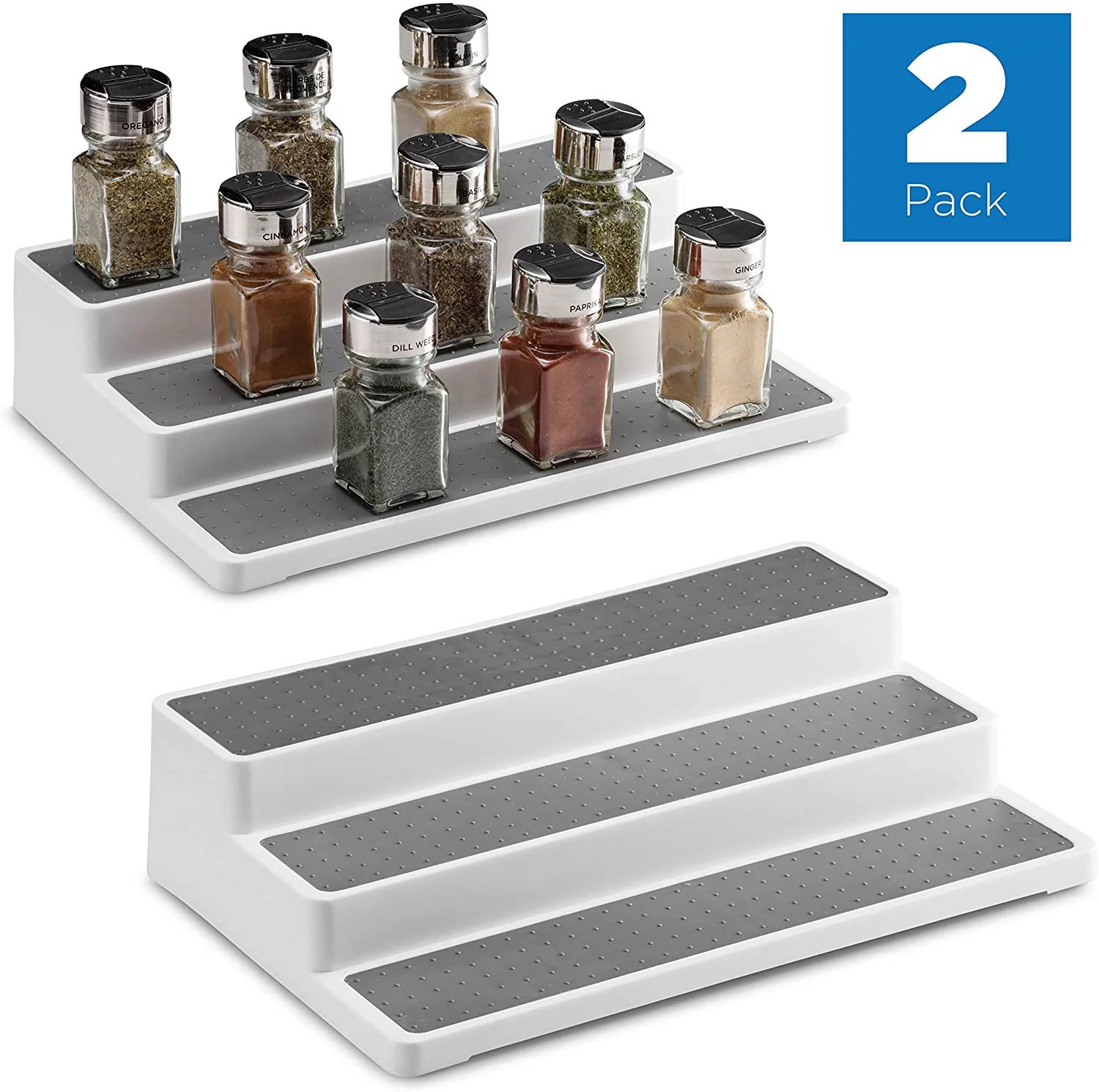 2 Pack Non Skid 3 Tier Spice Rack Organizer for Cabinet, 14.5 Inch Modern Pantry Kitchen Countert... | Walmart (US)