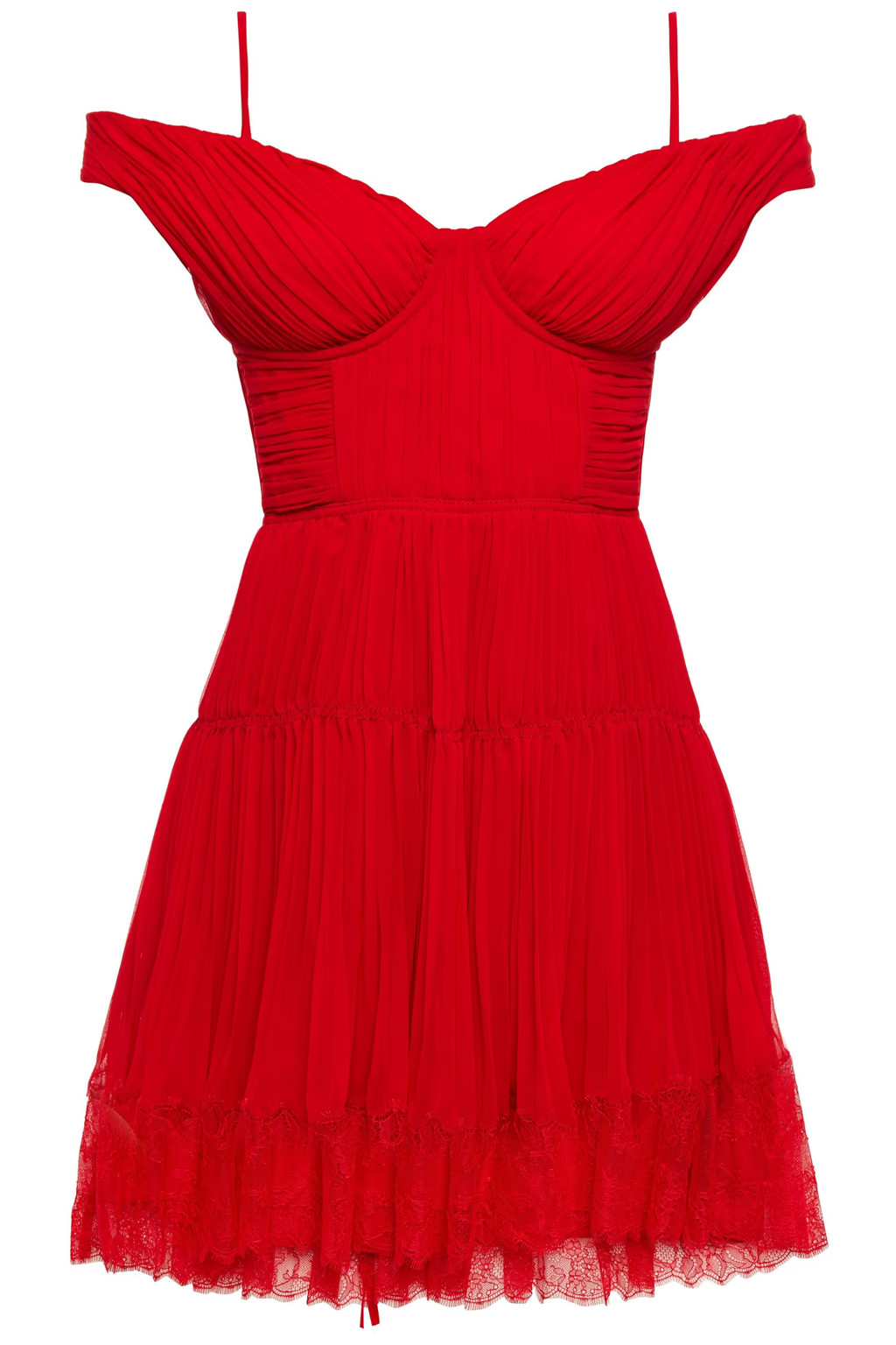 SELF-PORTRAITCold-shoulder gathered chiffon mini dress | The Outnet (US and CA)