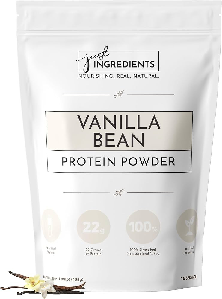 JUST INGREDIENTS Protein Powder | Vanilla Protein Powder Made with 100% Grass Fed, Non Denatured ... | Amazon (US)