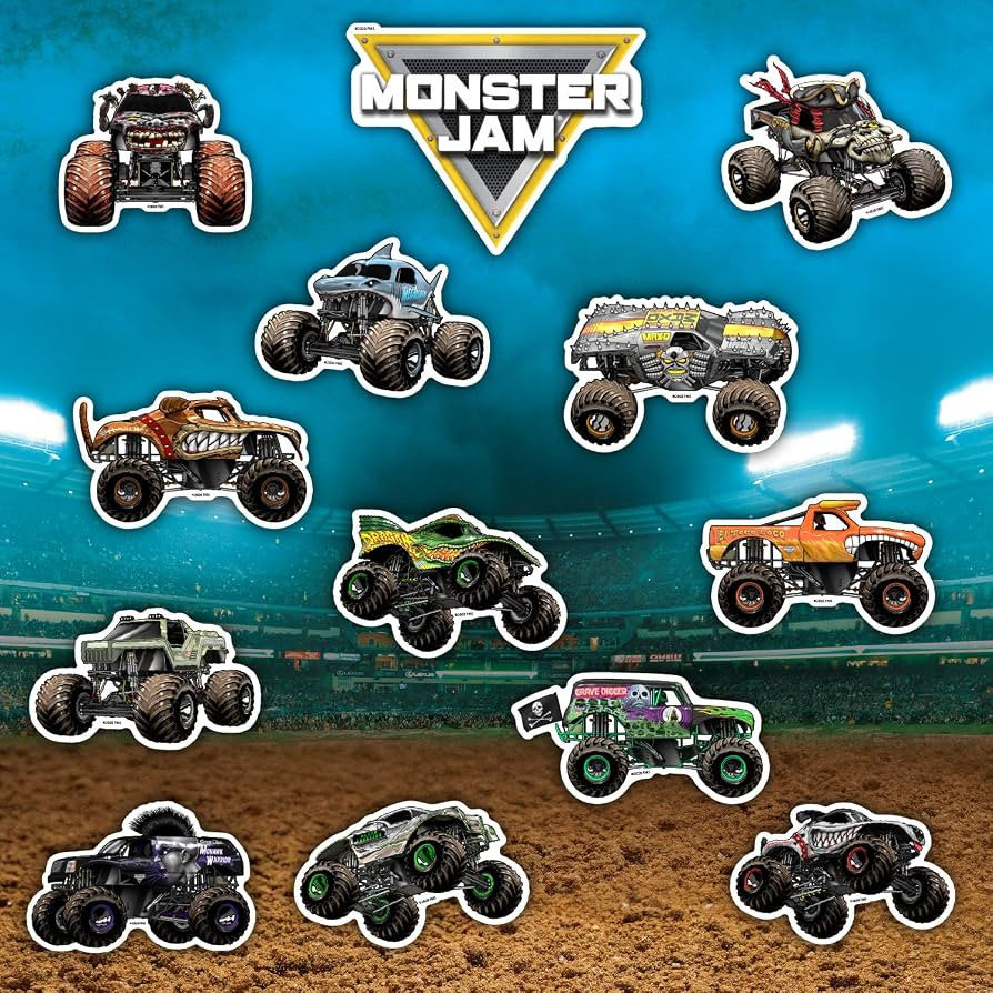Monster Jam Trucks Decal Pack - Set of 15 Monster Truck Stickers Includes Grave Digger El Toro Lo... | Amazon (US)