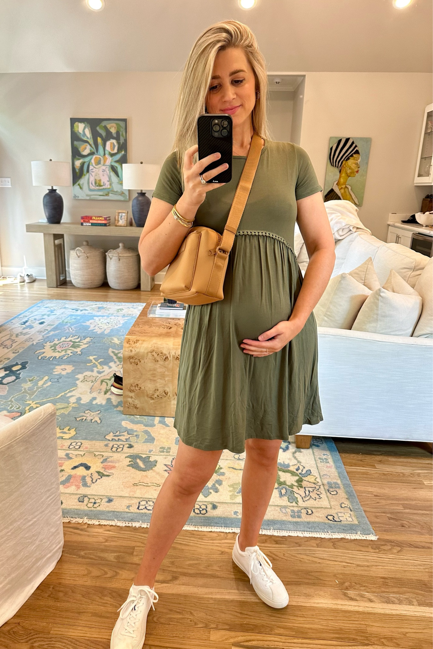 I will be living in this dress all summer long! It’s so flattering, bump or no bump! And this crossbody is the perfect travel companion! #ltksummerdresses #summer #dress #summerdress #travel 

#LTKunder100 #LTKbump #LTKtravel