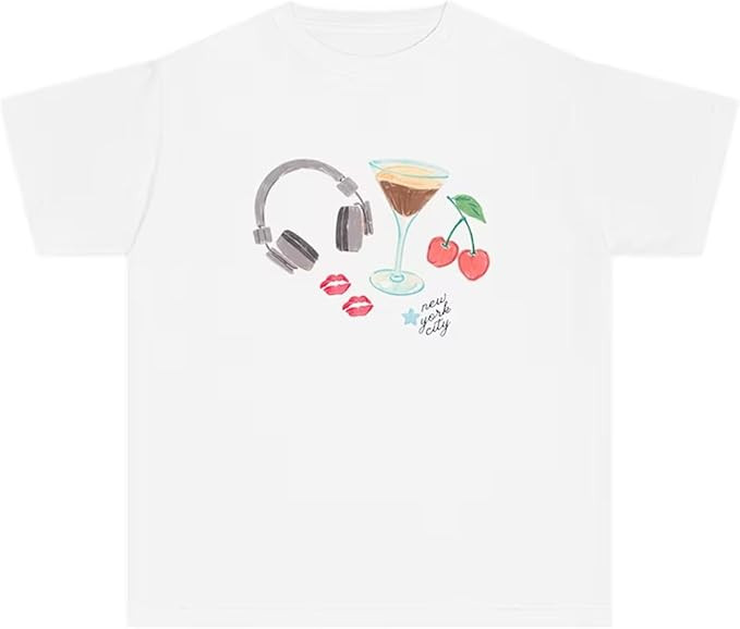 Graphic Crop Baby Tees for Women Y2k Cute T-Shirt Short Sleeve Slim Fit Crop Top Aesthetic Vintag... | Amazon (US)