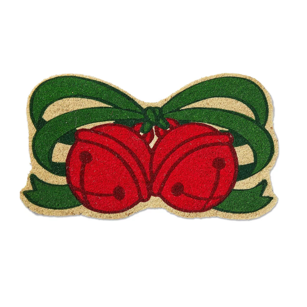 tag Jingle Bells Shaped PVC Coir Door Mat Christmas Red Multi 30x17 inches Easy Clean Natural Coi... | Target