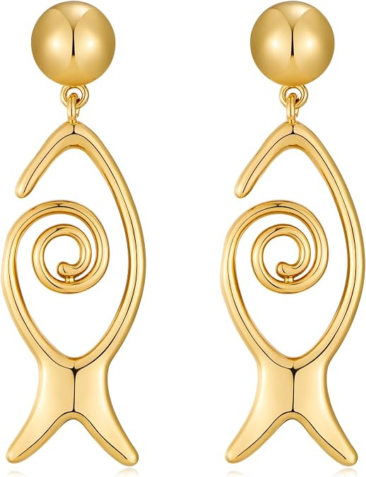 Gold Fish Drop Earrings Summer Beach Earrings for Women Simple Trendy Dainty Ocean Jewelry for Gi... | Amazon (US)
