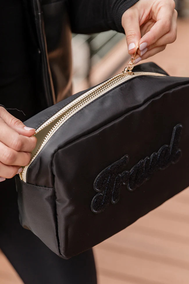 Black Monochromatic Travel Patch Bag DOORBUSTER | Pink Lily