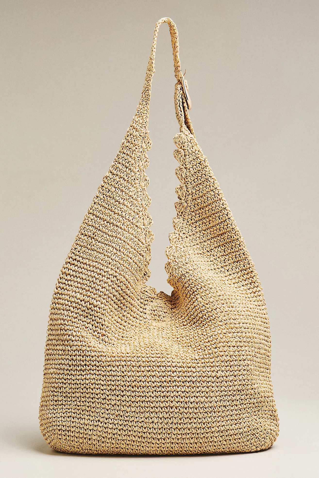 Love Knot Raffia Scalloped Slouchy Bag | Anthropologie (US)