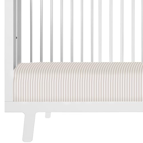 MakeMake Organics GOTS Certified Organic Cotton Crib Sheet with Pillowcase (14"x19") Buttery Soft Breathable Hypoallergenic Fitted Sheet, (28"x52", Beige Stripes) | Amazon (US)