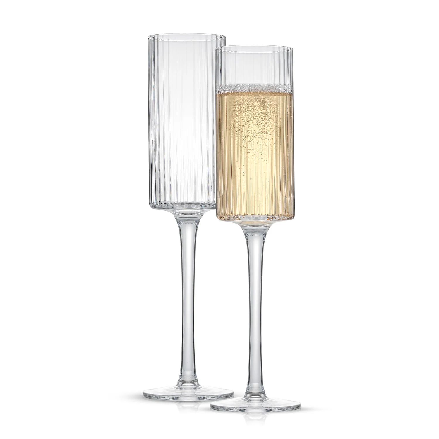 JoyJolt Elle Fluted Cylinder Champagne Glasses - Set of 2 | JoyJolt