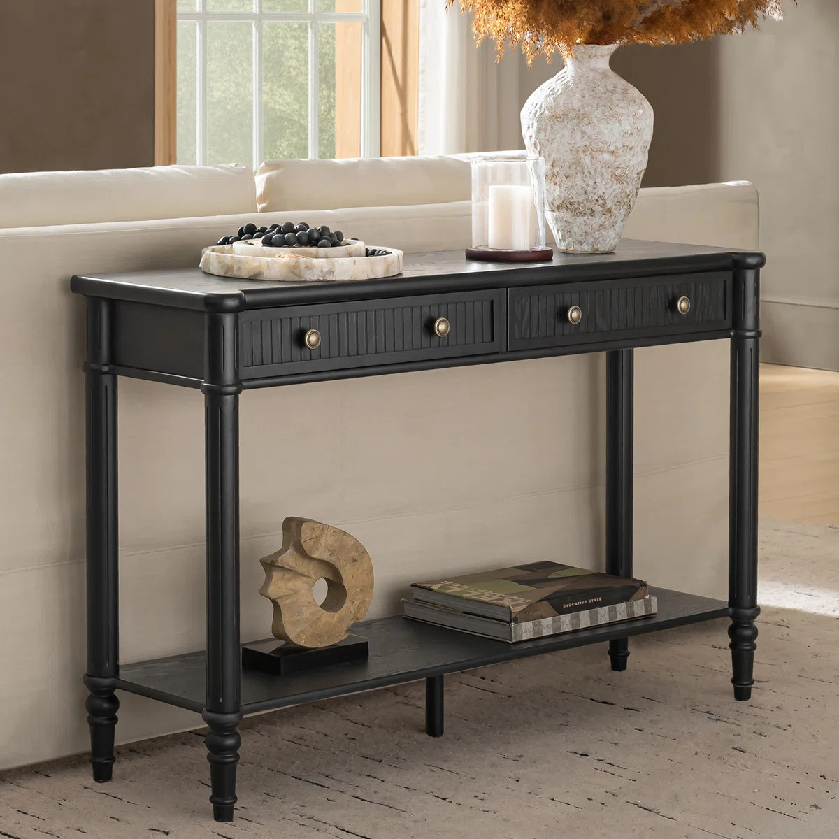 Kaybri Derk 47" Transitional Fluted Console Table with 2 Storage Drawer and Simple Assembly | Wayfair North America