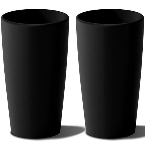 SnugNiture Set of 2 Round Tall Planters 22 Inch, Large Planter for Indoor Outdoor Plants, Modern Flower Pot Containers Large Decorative Tree Planter, Black | Amazon (US)