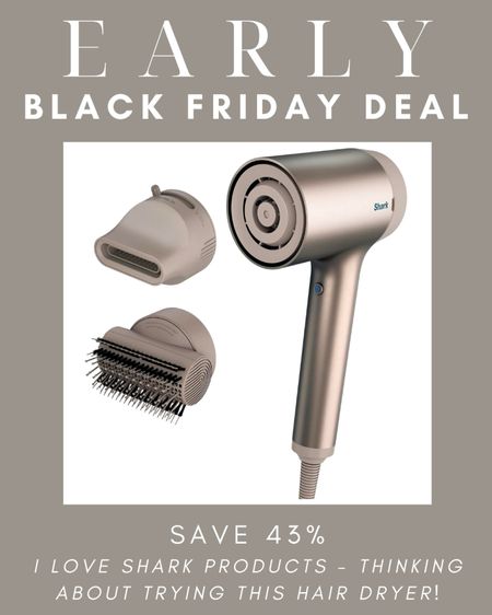 Shark Early Black Friday deal! I love their products and have been wanting to give this hairdryer a try. With 43% off today, need to add to Amazon cart. This would also make a great gift! Grab this deal today!

Shark hair dryer, hair dryer Black Friday deals, Amazon finds, Amazon deals, hair dryer, Shark products, Shark hair tools, styling tools

#LTKCyberWeek #LTKsalealert #LTKbeauty