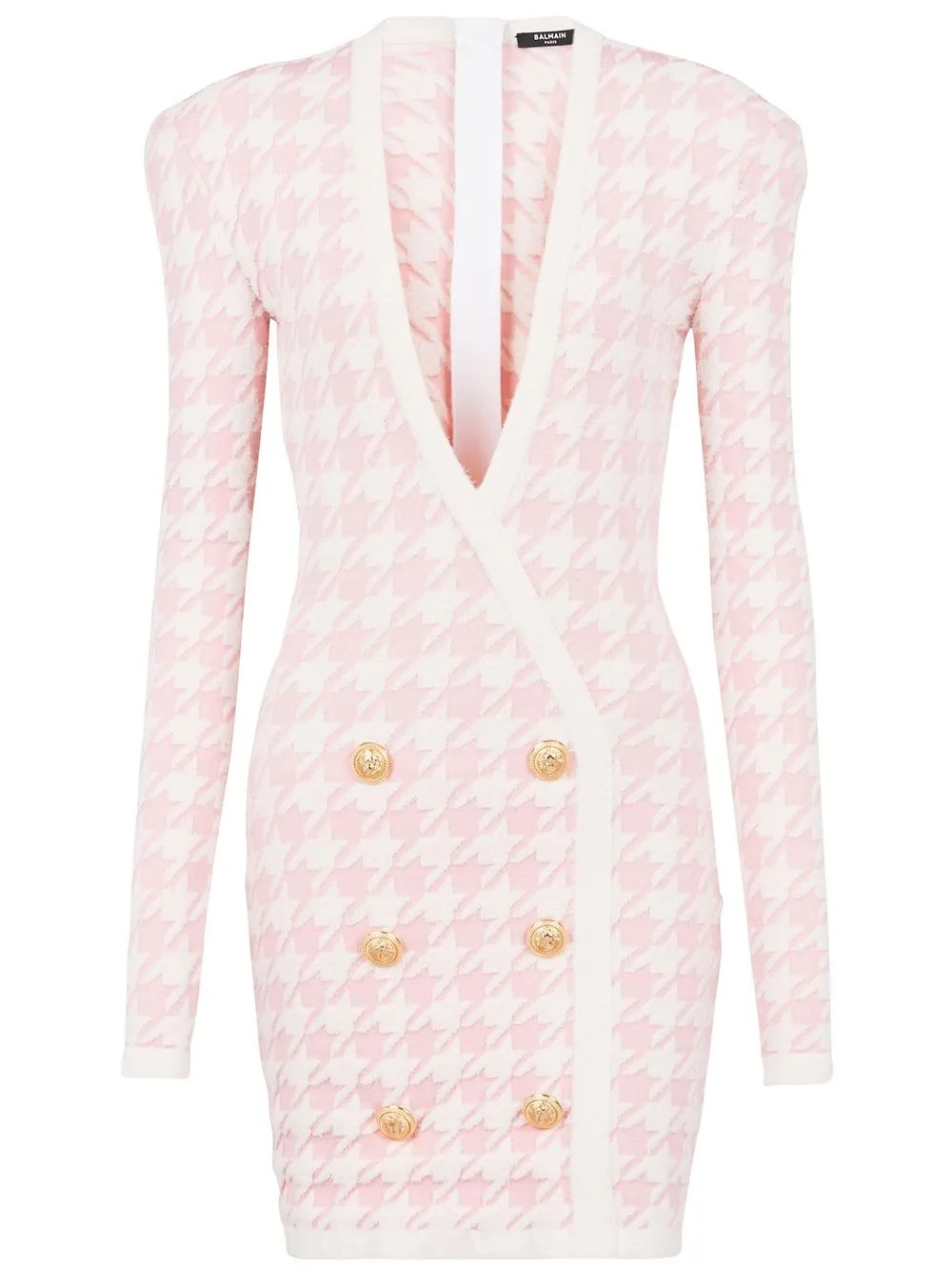 Balmain Houndstooth double-breasted Mini Dress - Farfetch | Farfetch Global
