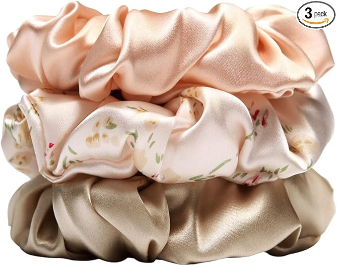 3Pack Silk Scrunchies For Hair 100% Pure Mulberry Silk Hair Ties, Elastic Ponytail Holders, Hair ... | Amazon (UK)