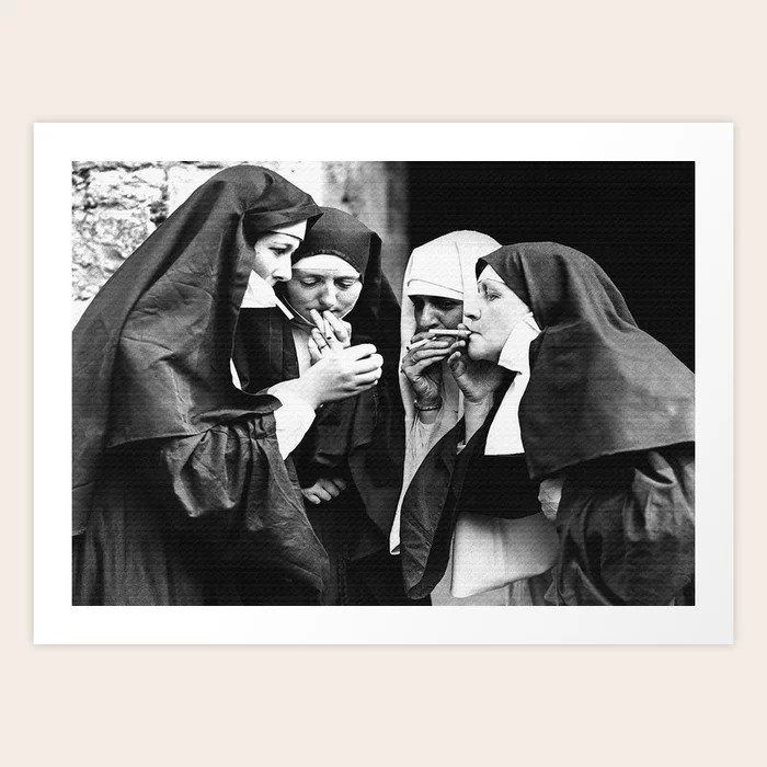 Smoking Nuns Art Print | Society6