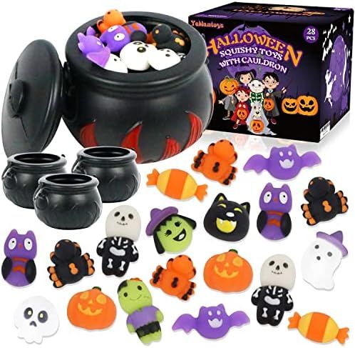 YeMantoys Halloween Squishy Toys - 28PCS Halloween Toys with Flame Cauldron for Kids Toddlers in Bul | Amazon (US)