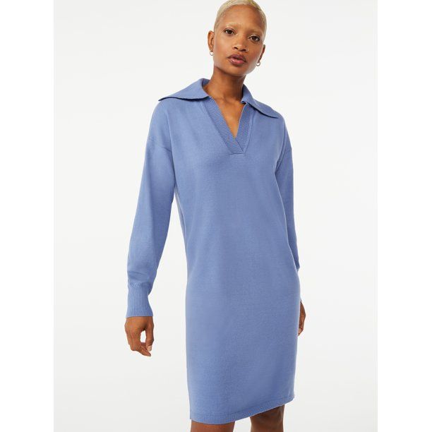 Free Assembly Women's Wide Collar Polo Sweater Dress - Walmart.com | Walmart (US)
