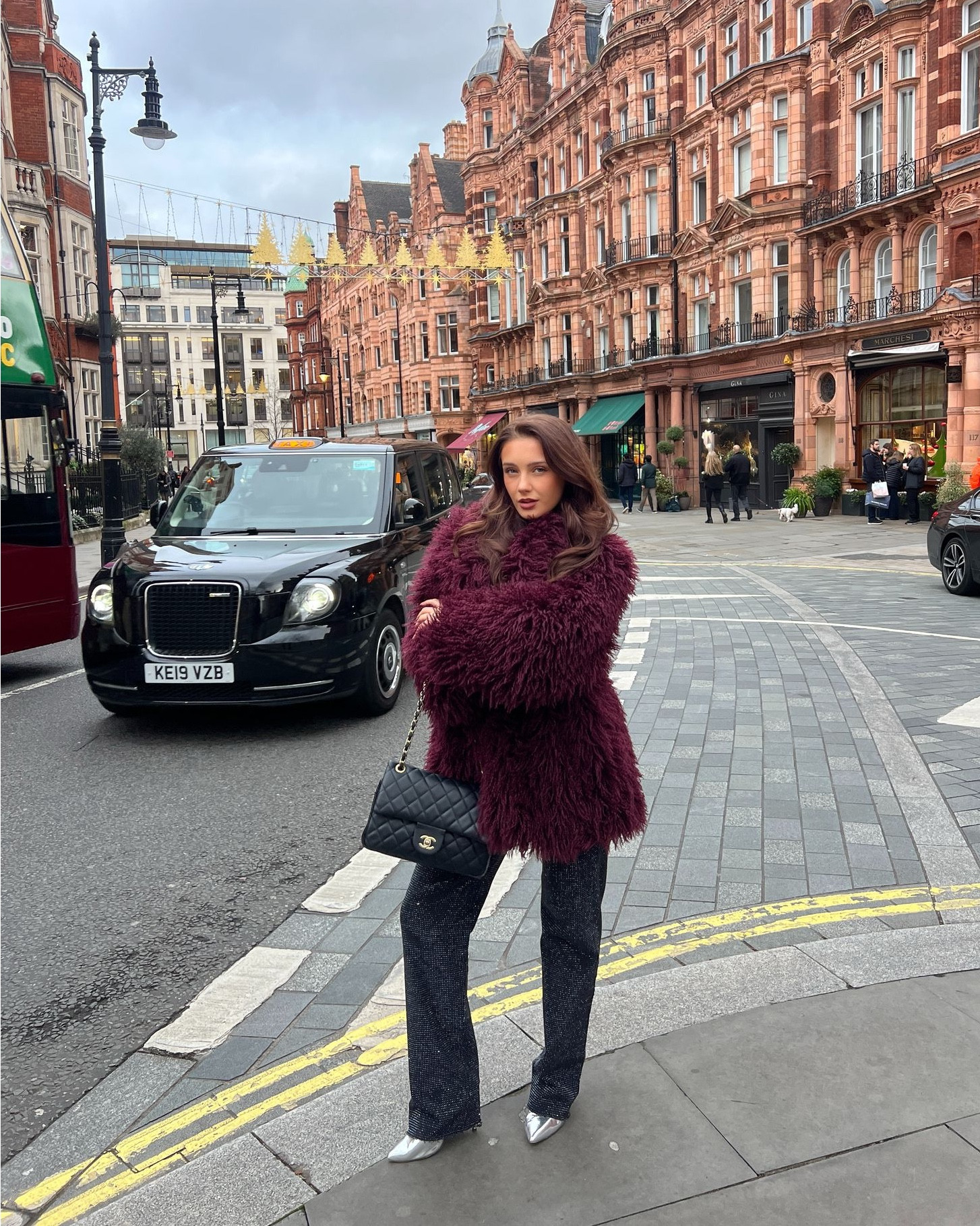 Winter in London ❄️

Ego burgundy shaggy faux fur jacket, Glamify diamanté black jeans, silver pointed heels, Chanel flap handbag 

#LTKFashionMonth #LTKuk #LTKwinter