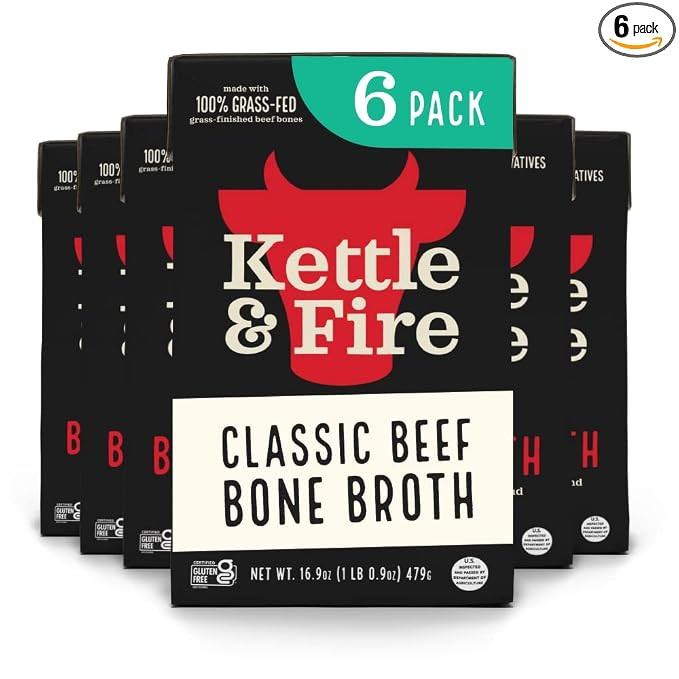 Kettle and Fire Classic Beef Bone Broth, Keto, Paleo, and Whole 30 Approved, Gluten Free, High in... | Amazon (US)