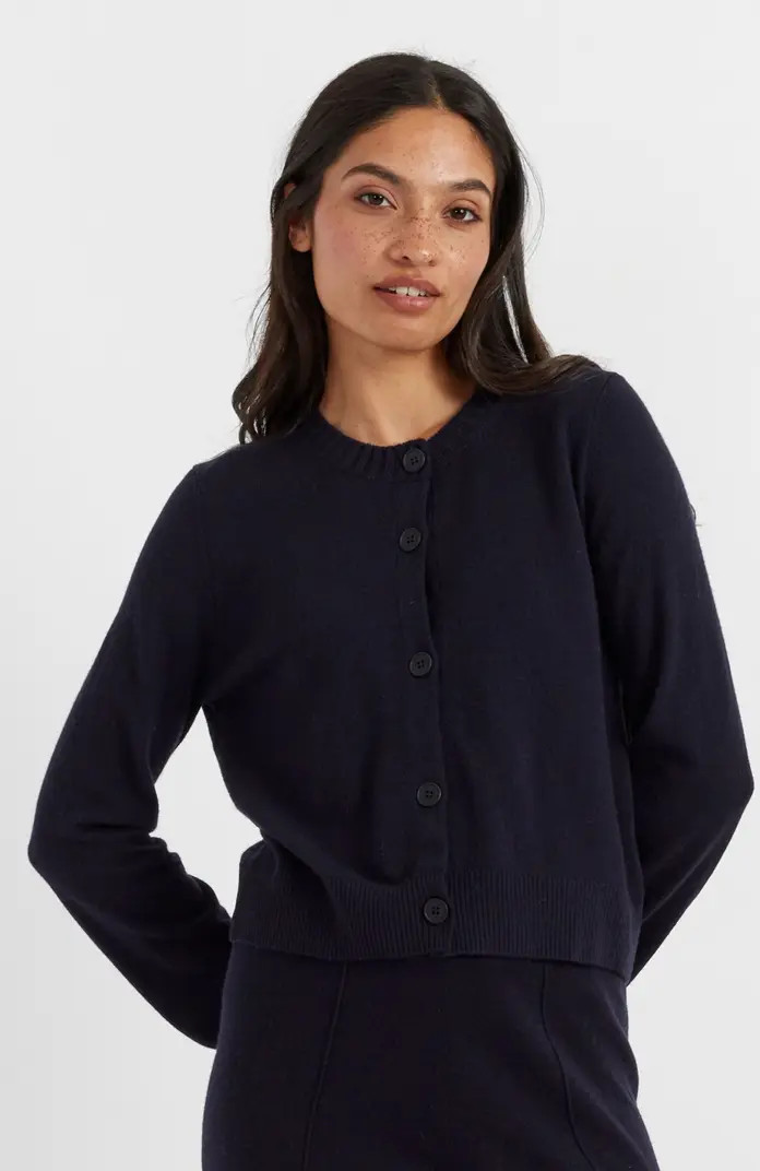 Wool Cashmere Blend Crew Neck Cropped Cardigan | Nordstrom