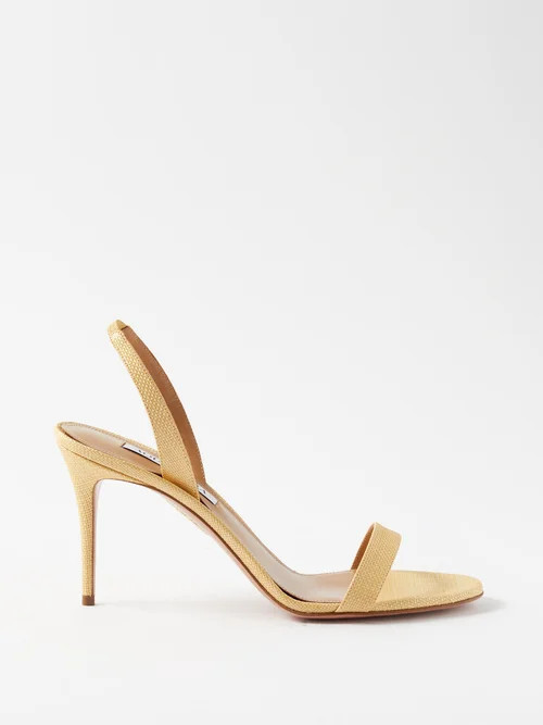 Aquazzura - So Nude 85 Faux-raffia Sandals - Womens - Natural | Matches (US)