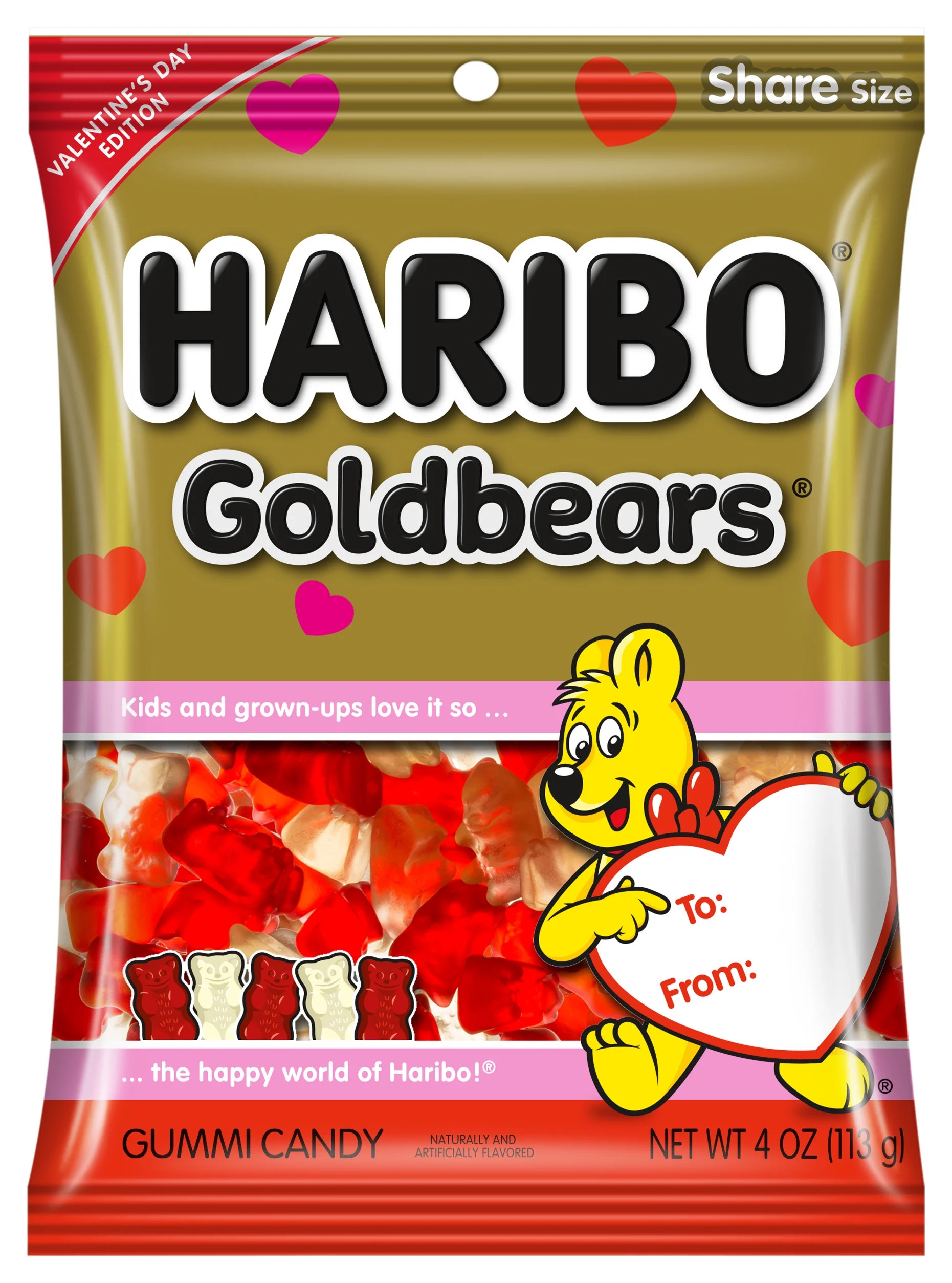 HARIBO Goldbears Gummies Valentines Day Assorted Flavor Red and White Gummy Candy, 4oz, Share Siz... | Walmart (US)
