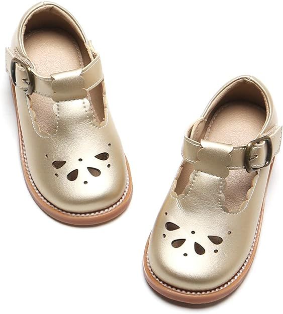 Amazon.com | Felix & Flora Toddler Little Girl Brown Mary Jane Dress Shoes - Ballet Flats for Eas... | Amazon (US)